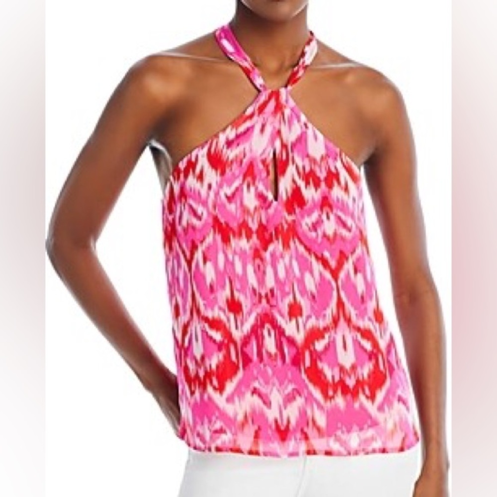 NEW Aqua Ikat Print Halter Top Size Medium